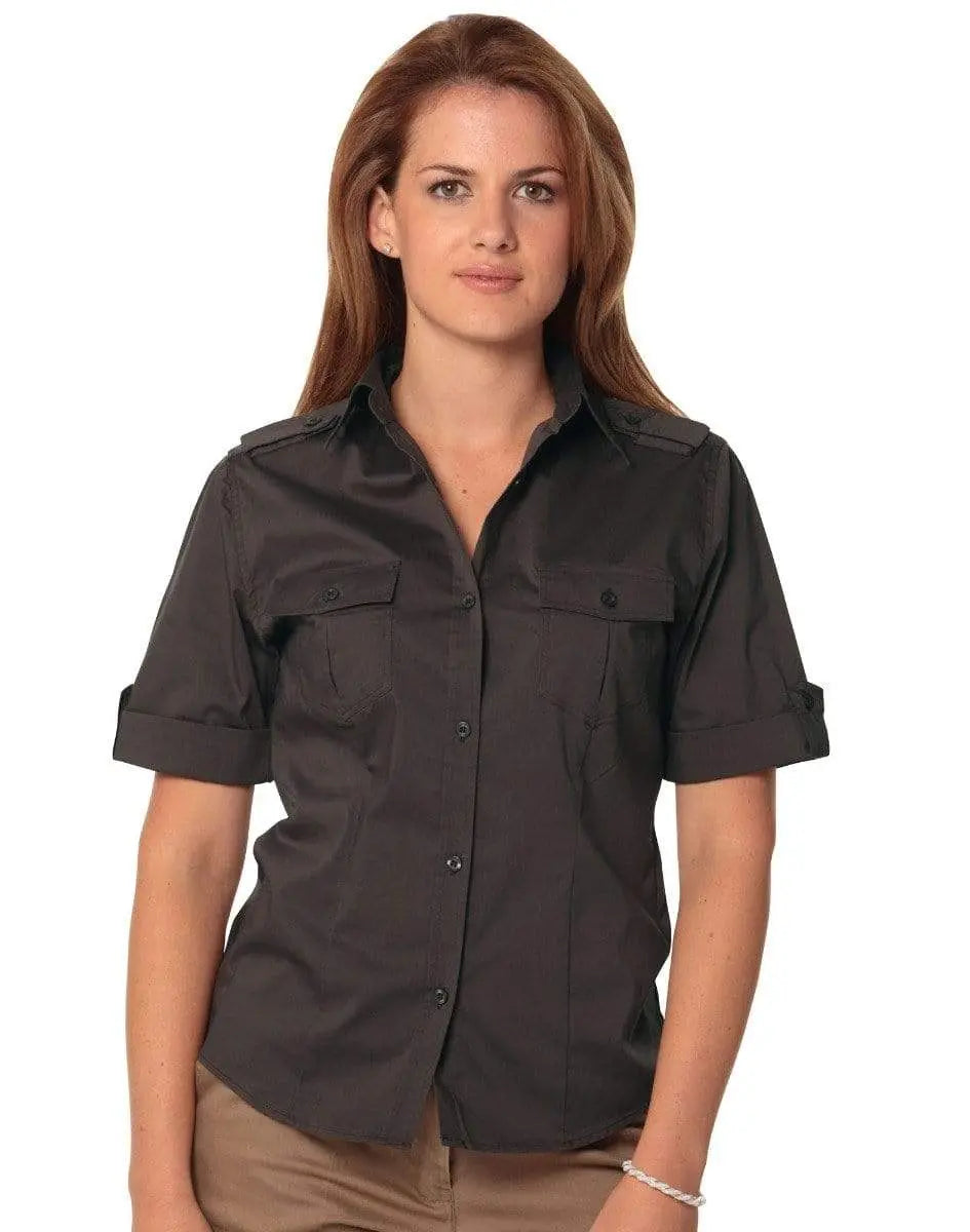 BENCHMARK Women's Short Sleeve Military Shirt M8911 Corporate Wear Benchmark Mocha 6